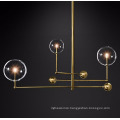 Simple hanging decorative round ball metal gold luxury modern led chandelier